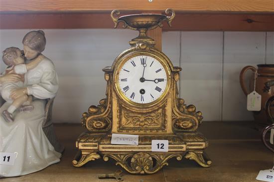 French gilt clock(-)